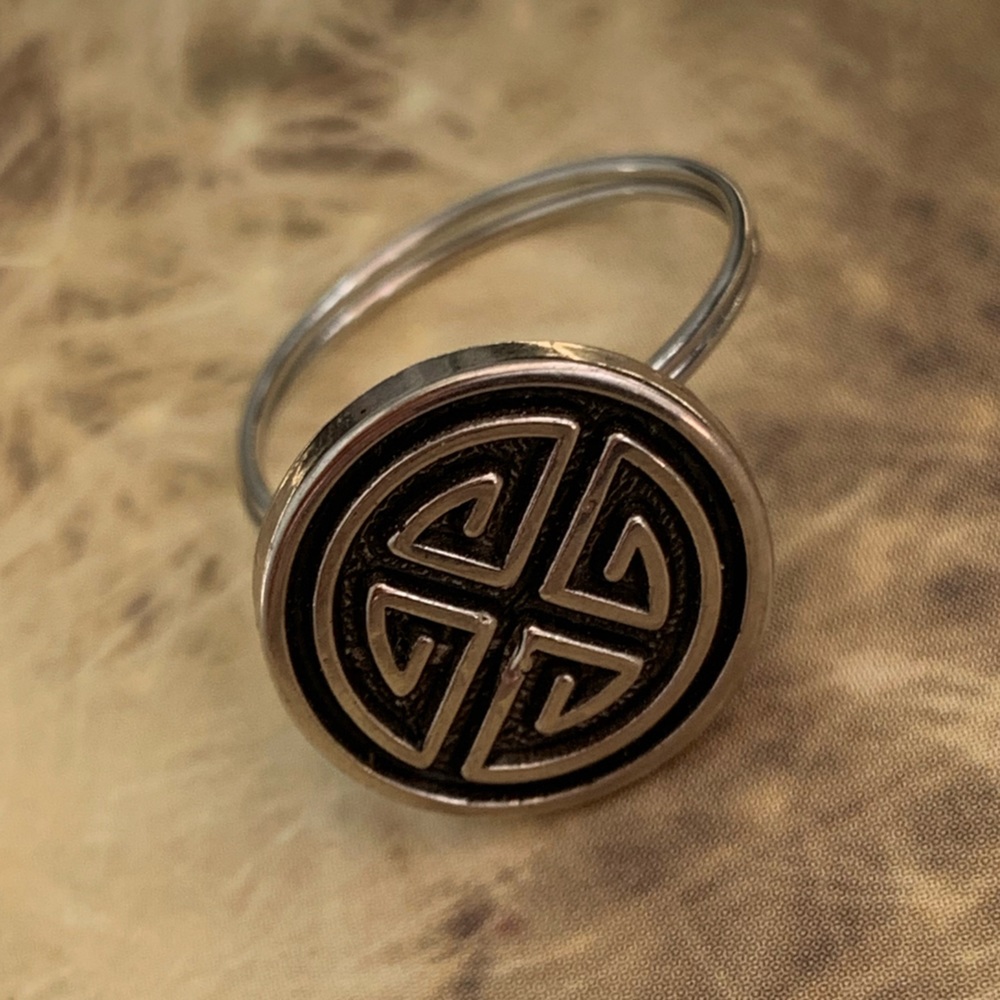 Geometric Style Button Ring Handmade - Picture 10 of 10